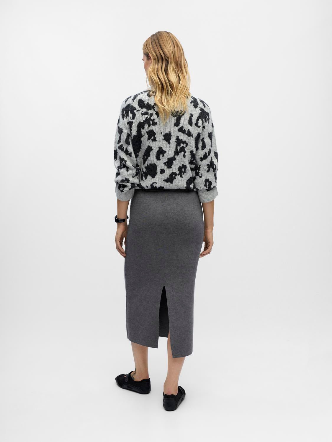 OBJREYNARD Midi Skirt - Medium Grey Melange - VERO MODA & VILA Bergvik